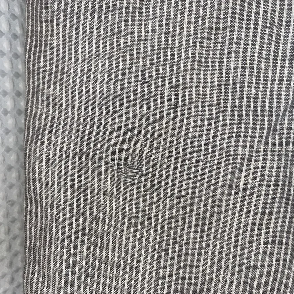 WOMENS BANANA REPUBLIC MARTIN FIT GRAY / WHITE STRIPED LINED LINEN PANTS SIZE 2